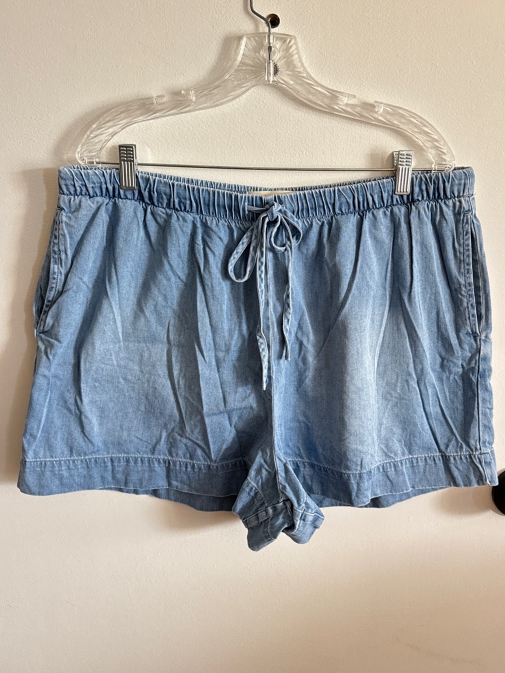 cloth & stone Blue Cotton blend soft denim pull on Drawstring Shorts XXL